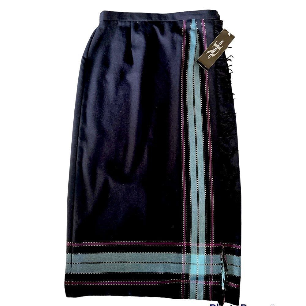 NWT Requirements  Long Navy Blue Cowgirl Fringe Wrap  Midi skirt 10